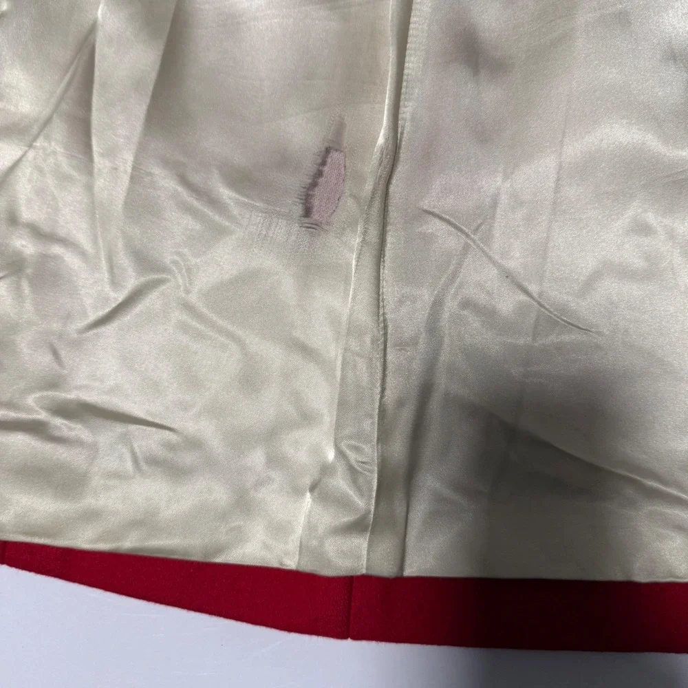 J.Crew Womens Red Wool Blend Button‎ Front Pea Coat Jacket AS-IS 6 Mid length - Picture 8 of 15